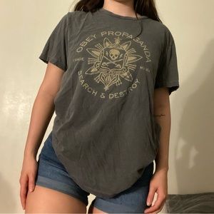 Obey grey oversized tee